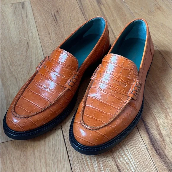 Men’s Vinny’s “Townee” leather crocodile brown loafers Sz 40 - Picture 9 of 12